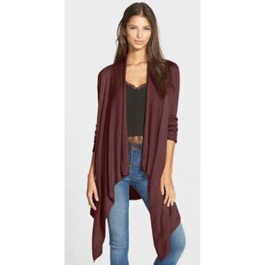 Leith Waterfall Open Front Cardigan in Burgundy Stem at Nordstrom - women's med